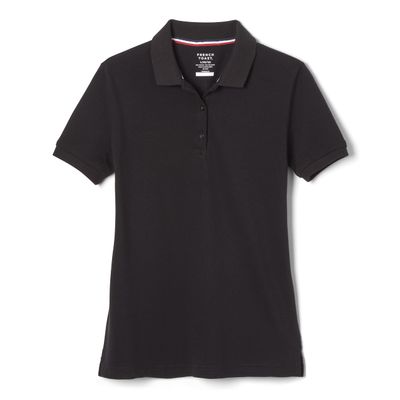 French Toast Teen and Young Women's Cotton Blend Stretch Pique Short Sleeve Polo Shirt, Black, X-Large
