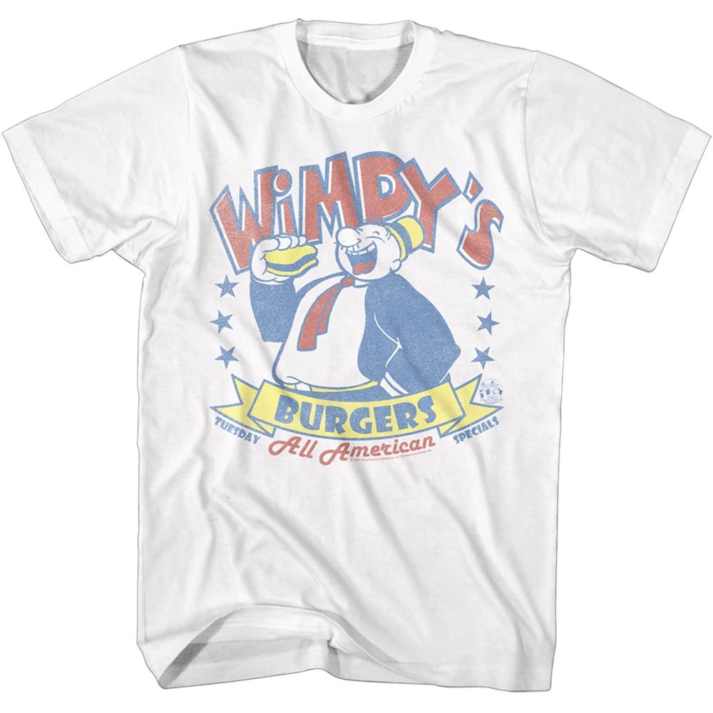 Popeye The Sailor Man Cartoon Wimpy's Burgers Vintage Style Adult Short Sleeve T Shirts