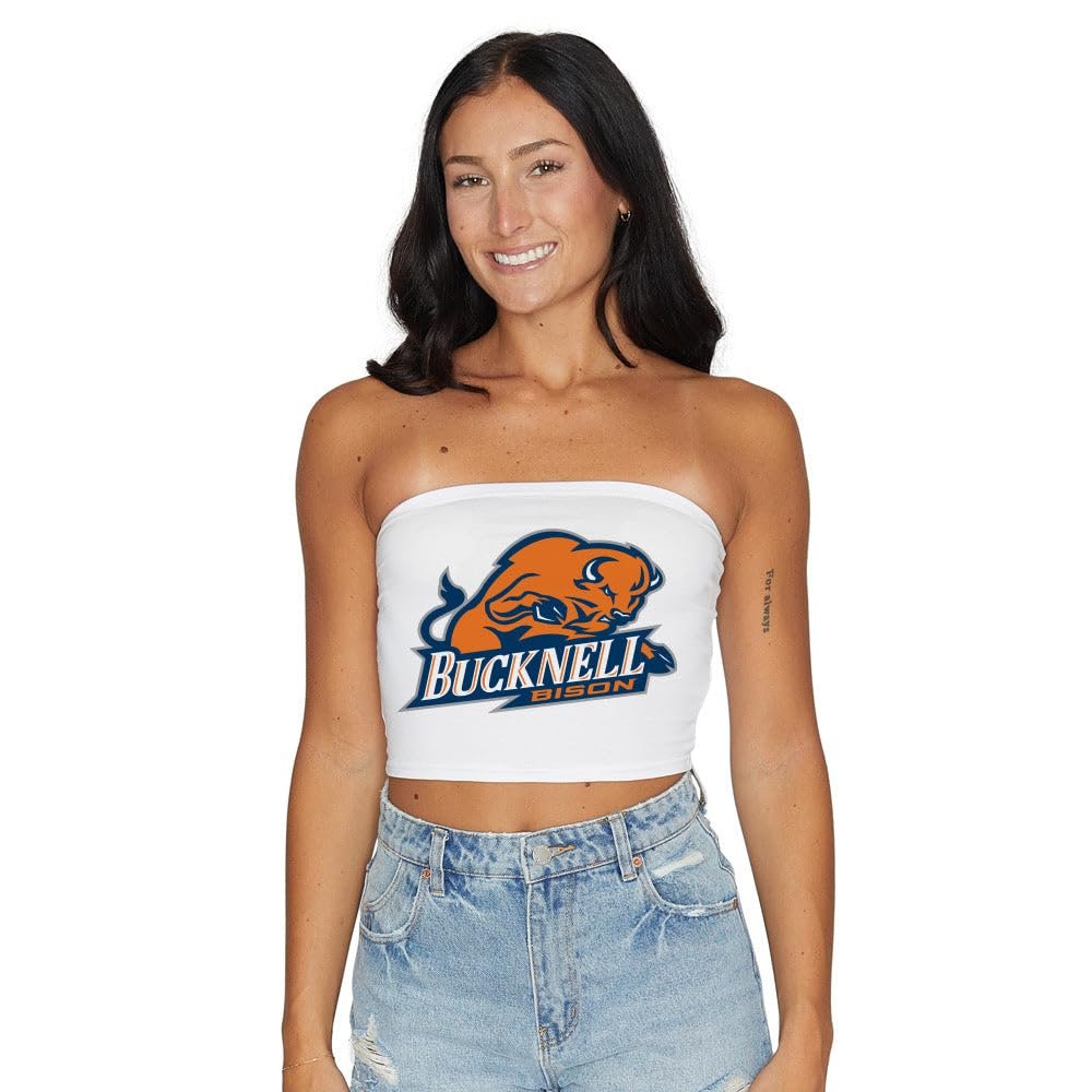 Lojobands Women's Tailgate Outfit College Game Day Tube Top Strapless Top One Size Fits Most (One Size, Bucknell Bison - Navy)