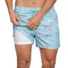 INGEAR Men's Swim Trunks with Compression Liner - 7 Inch Mens Swim Shorts for Swimming, Sports, and Outdoor Activities - Athletic Swimwear Bathing Suit Board Shorts (XX-Large, Stripe Flamingo) view 1