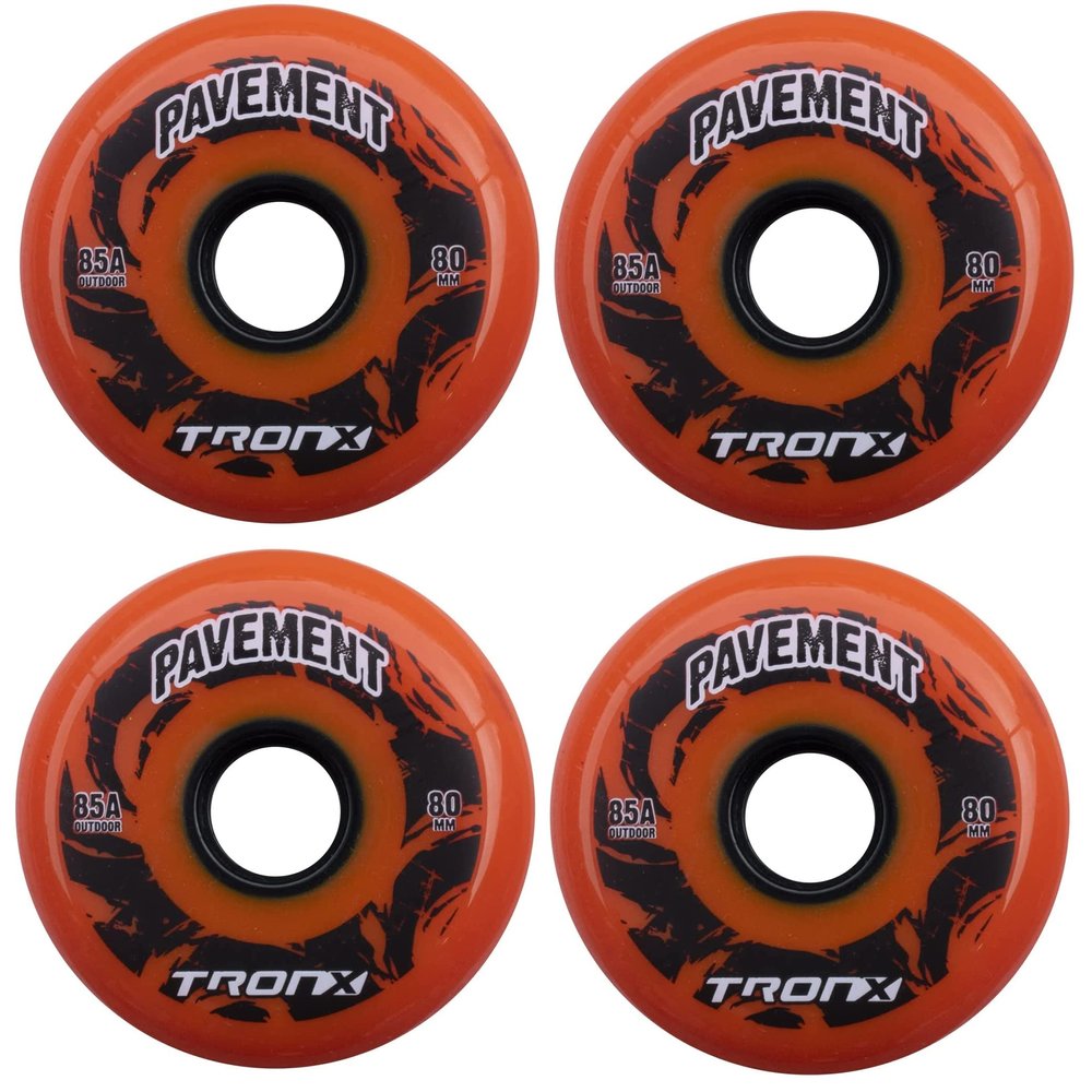 TronX Outdoor Asphalt Pavement 85A Inline Roller Hockey Wheels 4 Pack (80mm)