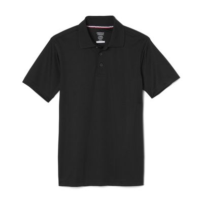 French Toast Boys' Short Sleeve Moisture Wicking Stretch Sport Polo Shirt (Kids Standard & Husky Sizes), Black,