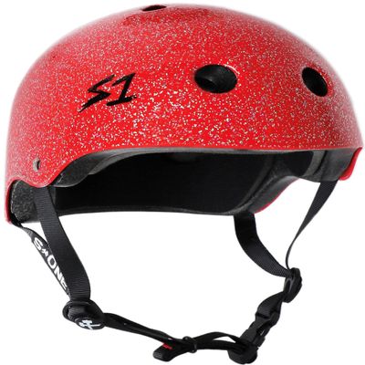 S1 Lifer Helmet for Skateboarding, BMX, and Roller Skating - EPS Fusion Foam, CPSC & ASTM Certified - Red Gloss Glitter XXX-Large (23.5")