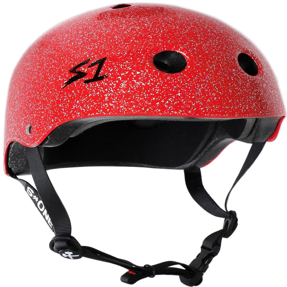 S1 Lifer Helmet for Skateboarding, BMX, and Roller Skating - EPS Fusion Foam, CPSC & ASTM Certified - Red Gloss Glitter Small (21")