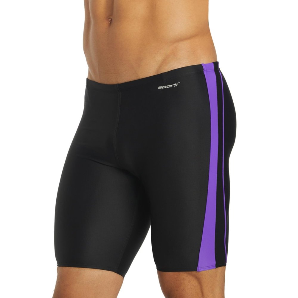 Sporti Piped Splice Swim Jammer Swimsuit - Black/Purple - 34