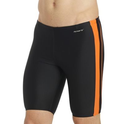 Sporti Jammers Swimsuit for Men, Piped Splice Swim Jammer Swimsuit - Black/Orange - 26
