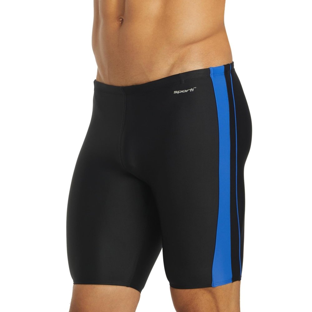 Sporti Piped Splice Swim Jammer Swimsuit - Black/Royal - 38