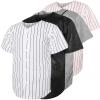 Blank Baseball Button Down Jersey Plain Short Sleeve Hipster Hip Hop T Shirts Jersey (Small, White-Stripe) view 1