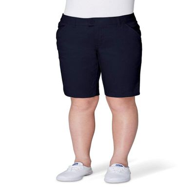 French Toast Girls' Adjustable Waist Twill Bermuda Shorts, Navy, 16
