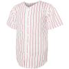 Blank Baseball Button Down Jersey Plain Short Sleeve Hipster Hip Hop T Shirts Jersey (X-Large, Red-Stripe) view 2
