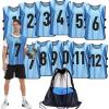 PULUOMASI Scrimmage Training Vest (12 Pack) Team Sports Pinnies Jerseys for Adult Youth Soccer Bibs Numbered Practice Jerseys Blue L view 1