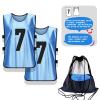 PULUOMASI Scrimmage Training Vest (12 Pack) Team Sports Pinnies Jerseys for Adult Youth Soccer Bibs Numbered Practice Jerseys Blue L view 2