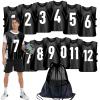 PULUOMASI Scrimmage Training Vest (12 Pack) Team Sports Pinnies Jerseys for Adult Youth Soccer Bibs Numbered Practice Jerseys Black M view 1