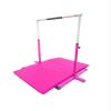 Athletic Bar Gymnastics Bar Kip Bar for Kids with 6'x4' Tumble Gymnastics Mat Set, Adjustable Height 3 to 5 FT Horizontal Bar Professional Junior Gymnast Gymnastic Bar, Expandable Asymmetric Bar Pink view 2