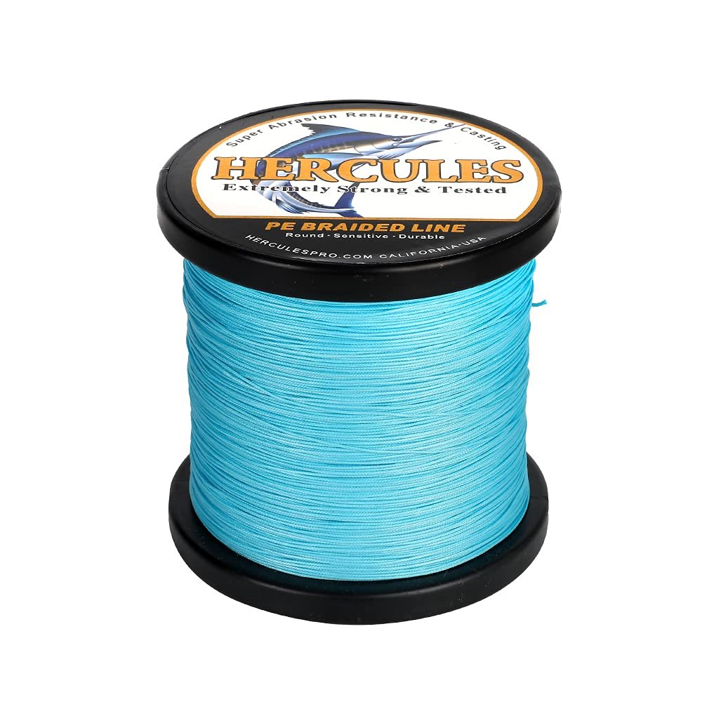 HERCULES Braided Fishing Line 12 Strands, 100-2000m 109-2196 Yards Braid Fish Line, 10lbs-420lbs Test PE Lines for Saltwater Freshwater - Blue, 15lbs, 2000m