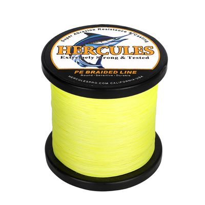 HERCULES Braided Fishing Line 12 Strands, 100-2000m 109-2196 Yards Braid Fish Line, 10lbs-420lbs Test PE Lines for Saltwater Freshwater - Fluorescent Yellow, 320lbs, 2000m