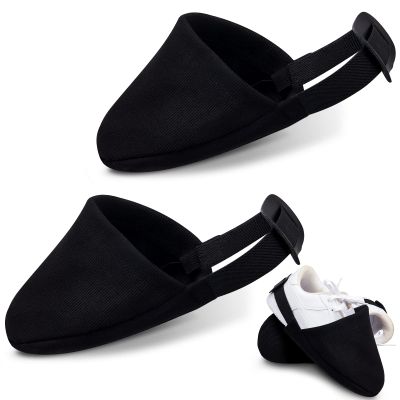 Zhanmai Bowling Shoe Slide, 2 Pack/ 1 Pair Adjustable Sole Cover Sock with Elastic Band Fit Most Shoes Bowling Accessories for Men Women Playing Ball Dancing, L, Black