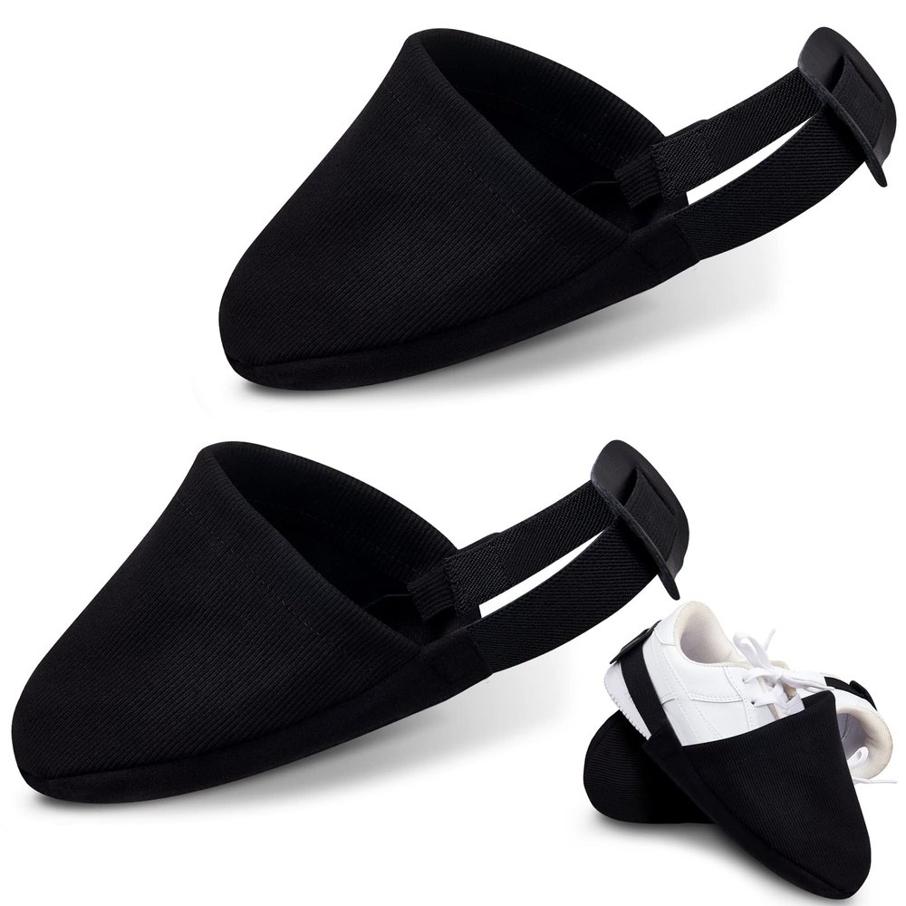 Zhanmai Bowling Shoe Slide, 2 Pack/ 1 Pair Adjustable Sole Cover Sock with Elastic Band Fit Most Shoes Bowling Accessories for Men Women Playing Ball Dancing, L, Black