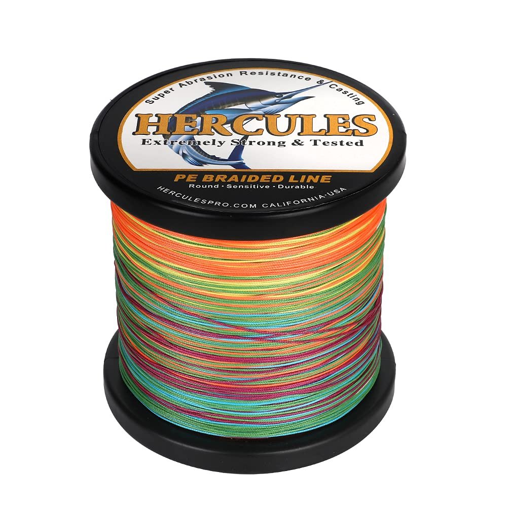 HERCULES Braided Fishing Line 12 Strands, 100-2000m 109-2196 Yards Braid Fish Line, 10lbs-420lbs Test PE Lines for Saltwater Freshwater - Multicolor, 320lbs, 2000m