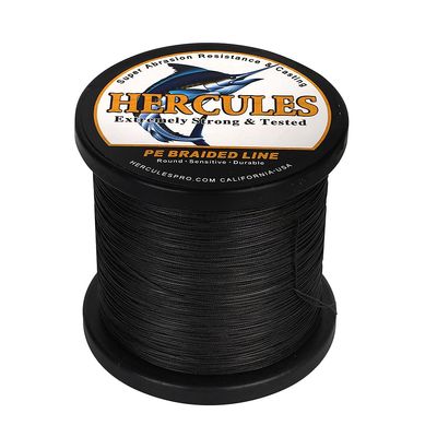 HERCULES Braided Fishing Line 12 Strands, 100-2000m 109-2196 Yards Braid Fish Line, 10lbs-420lbs Test PE Lines for Saltwater Freshwater - Black, 15lbs, 2000m