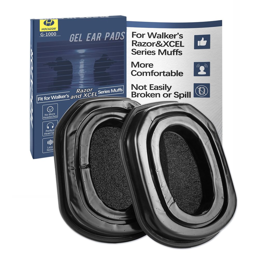 Hocazor G-1000 Replacement Gel Ear Pads Compatible with Walker's Razor Series Shooting Earmuffs and XCEL Series Muffs Silicone Ear Cushions Hygiene Kit