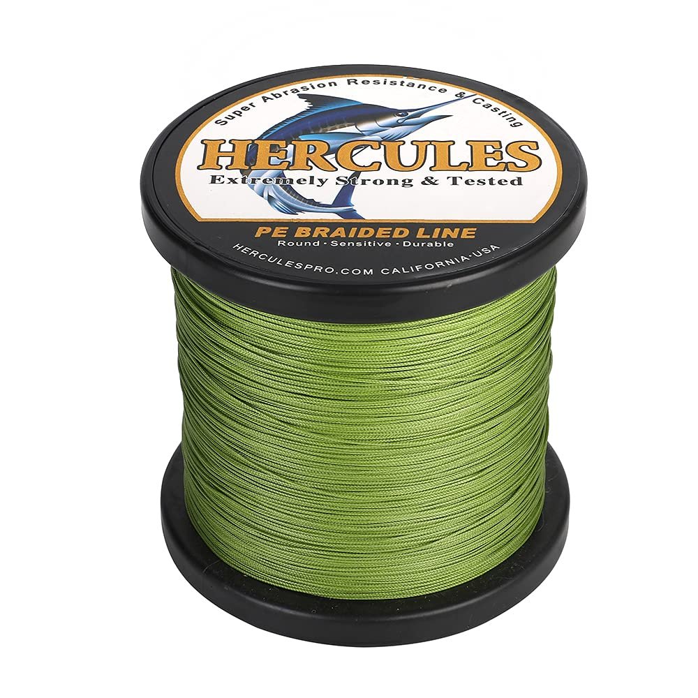 HERCULES Braided Fishing Line 12 Strands, 100-2000m 109-2196 Yards Braid Fish Line, 10lbs-420lbs Test PE Lines for Saltwater Freshwater - Army Green, 320lbs, 2000m