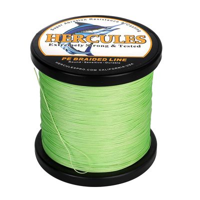 HERCULES Braided Fishing Line 12 Strands, 100-2000m 109-2196 Yards Braid Fish Line, 10lbs-420lbs Test PE Lines for Saltwater Freshwater - Fluorescent Green, 320lbs, 2000m