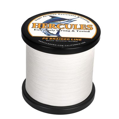 HERCULES Braided Fishing Line 12 Strands, 100-2000m 109-2196 Yards Braid Fish Line, 10lbs-420lbs Test PE Lines for Saltwater Freshwater - White, 50lbs, 2000m