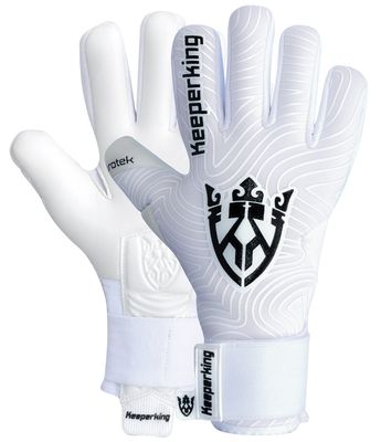 Keeperking Goalkeeper Gloves for Adults Football Gloves Men's Inner Seam Professional Grip 4 mm Secure Fit Unisex (7, E.White Neg)
