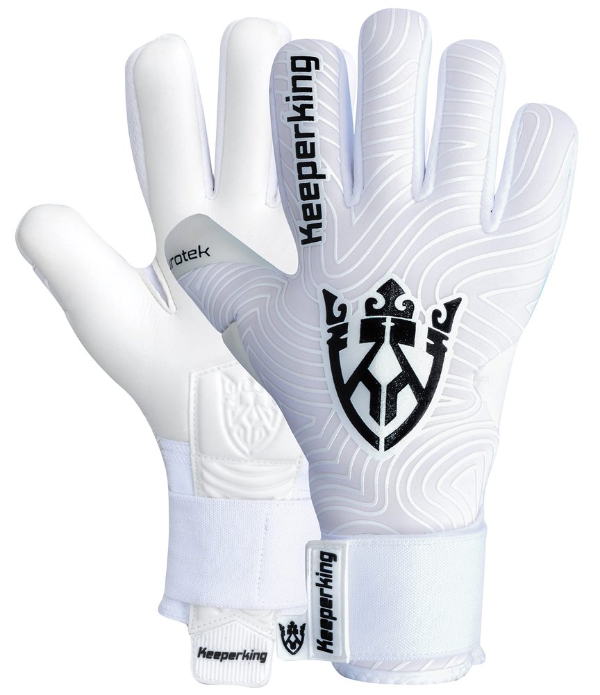 Keeperking Goalkeeper Gloves for Adults Football Gloves Men's Inner Seam Professional Grip 4 mm Secure Fit Unisex (7, E.White Neg)