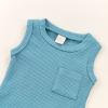 Muasaaluxi Newborn Baby Boys Outfits Sleeveless Romper Tank Tops Solid Color Jogger Shorts 2Pcs Waffle Summer Clothes (Blue, 6-12 Months) view 2