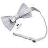 Adam Young Boy's Light Gray Bow Tie Pre-Tied Style Formal Satin Classic Bowtie for Tuxedo Faux Silk (Medium, Silver Grey) view 3