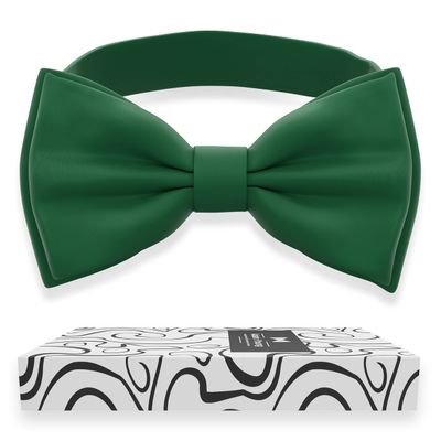 Adam Young Men's Emerald Green Bow Tie Pre-Tied Style Formal Satin Classic Bowtie for Tuxedo Faux Silk (Large, Juniper)