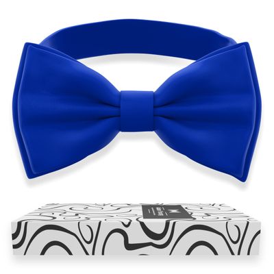Adam Young Men's Electric Blue Blue Bow Tie Pre-Tied Style Formal Satin Classic Bowtie for Tuxedo Faux Silk (Large, Royal Blue)