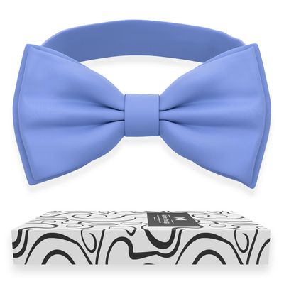 Adam Young Boy's Sky Blue Bow Tie Pre-Tied Style Formal Satin Classic Bowtie for Tuxedo Faux Silk (Medium, Light Blue)