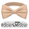 Adam Young Men's Beige Bow Tie Pre-Tied Style Formal Satin Classic Bowtie for Tuxedo Faux Silk (Large, Dune Beige) view 1