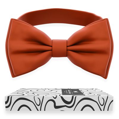 Adam Young Boy's Tiger Carrot Bow Tie Pre-Tied Style Formal Satin Classic Bowtie for Tuxedo Faux Silk (Medium, Burnt Orange)