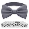 Adam Young Men's Gray Bow Tie Pre-Tied Style Formal Satin Classic Bowtie for Tuxedo Faux Silk (Large, Slate Grey) view 1