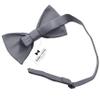 Adam Young Men's Gray Bow Tie Pre-Tied Style Formal Satin Classic Bowtie for Tuxedo Faux Silk (Large, Slate Grey) view 3