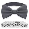 Adam Young Men's Gray Bow Tie Pre-Tied Style Formal Satin Classic Bowtie for Tuxedo Faux Silk (Large, Grey Fog) view 1