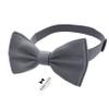 Adam Young Men's Gray Bow Tie Pre-Tied Style Formal Satin Classic Bowtie for Tuxedo Faux Silk (Large, Grey Fog) view 2
