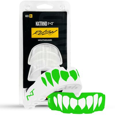 2 Pack Nxtrnd Rush Dual Layer Mouthguard, Custom Fit Sports Mouthpiece for Football, Boxing, MMA, Basketball, Hockey, Lacrosse, Youth & Adult (Green)