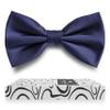 Adam Young Boy's Navy Blue Bow Tie Pre-Tied Style Formal Satin Classic Bowtie for Tuxedo Faux Silk (Medium, Navy Blue) view 1