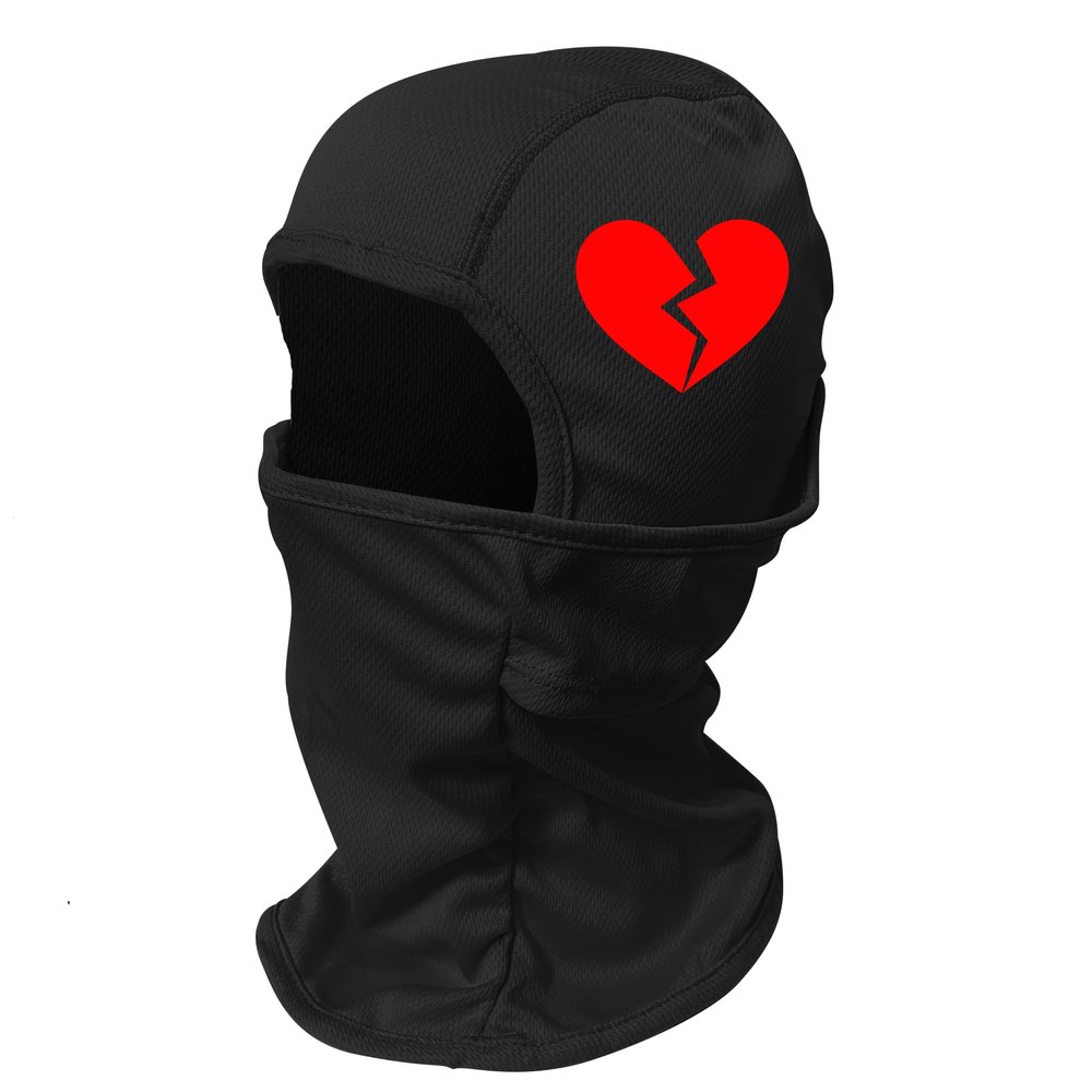 Broken Heart Ski Mask Graphic Balaclava Full Face Cover Winter Sport Fashion Headwear Black