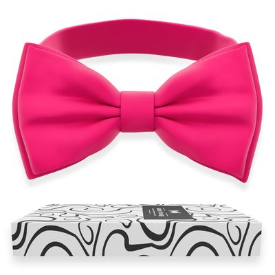 Adam Young Men's Rose Magenta Bow Tie Pre-Tied Style Formal Satin Classic Bowtie for Tuxedo Faux Silk (Large, Hot Pink)