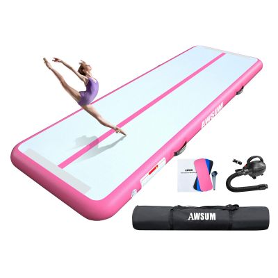 AWSUM 20ft Air Mat Tumbling Track Gymnastics Training Mat 4 inches Thick Gymnastics Tracks with Electric Air Pump for Gym/Water/Yoga