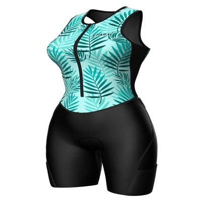 Sparx Women Triathlon Suit Tri Short Racing Cycling Swim Run (2XL, Leafs)