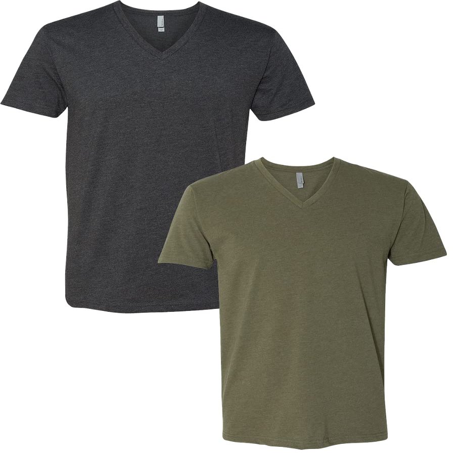 Next Level Apparel 6240 Mens Premium V-Neck Tee SML-Charcoal/Militarygreen