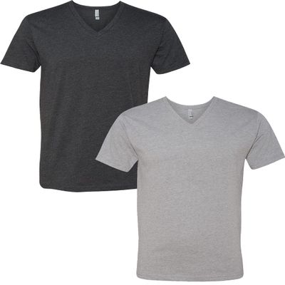 Next Level Apparel 6240 Mens Premium V-Neck Tee LRG-Charcoal/DarkHeather