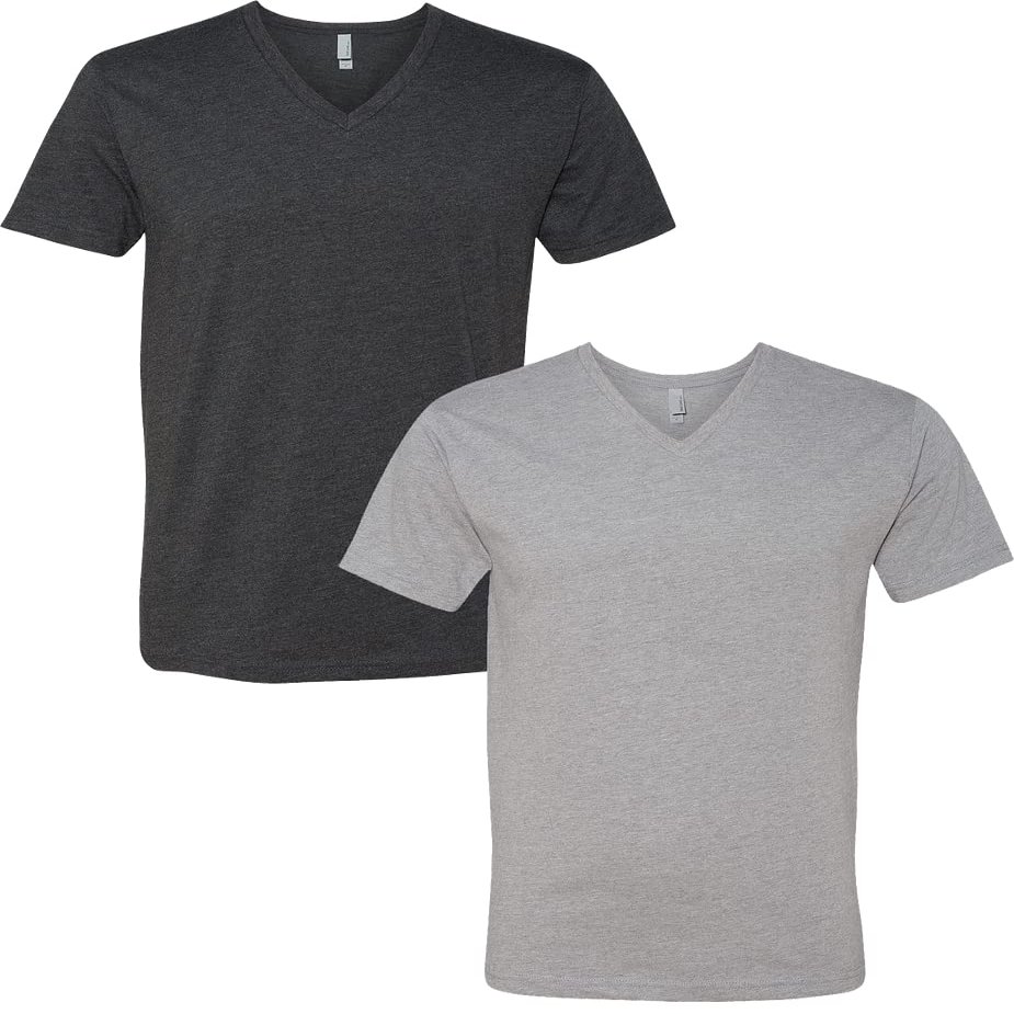 Next Level Apparel 6240 Mens Premium V-Neck Tee LRG-Charcoal/DarkHeather